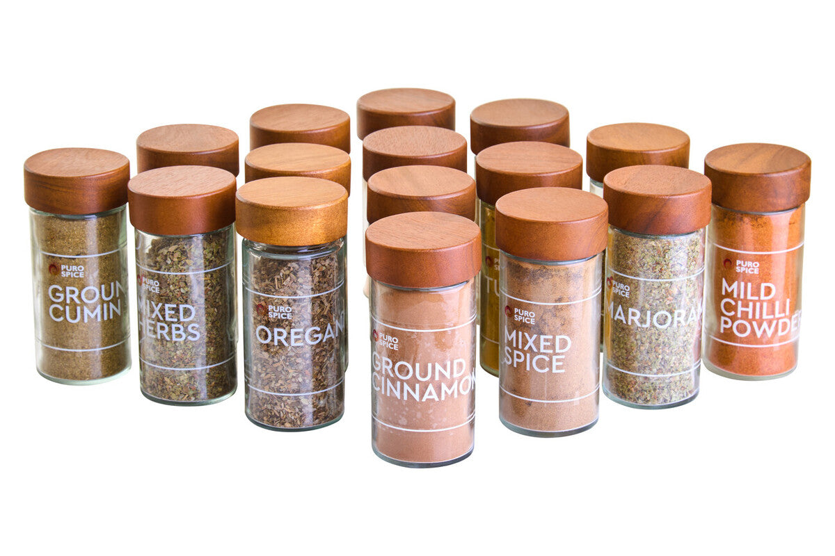 Puro Acacia Wood Revolving Spice Rack with 16 Jars
