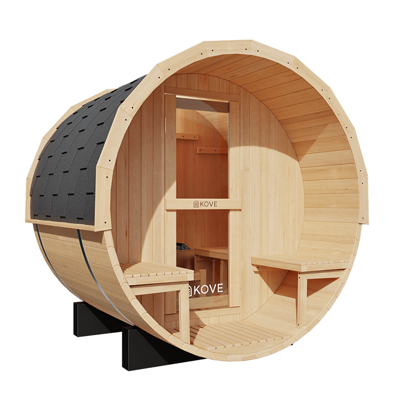 KOVE Outdoor Barrel Sauna – 1–2 Person Garden Sauna with 4.5kW Electric Heater