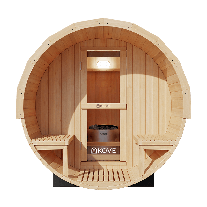 KOVE Outdoor Barrel Sauna – 1–2 Person Garden Sauna with 4.5kW Electric Heater