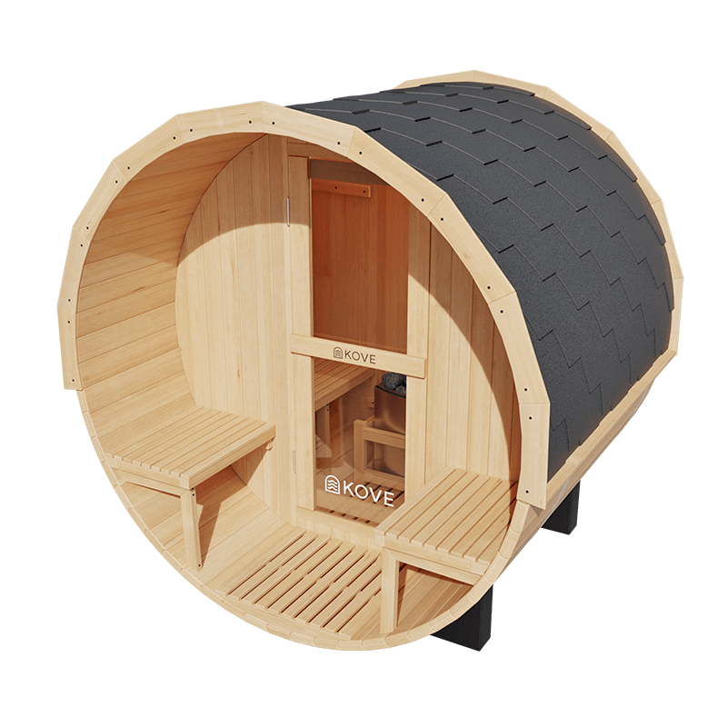 KOVE Outdoor Barrel Sauna – 1–2 Person Garden Sauna with 4.5kW Electric Heater