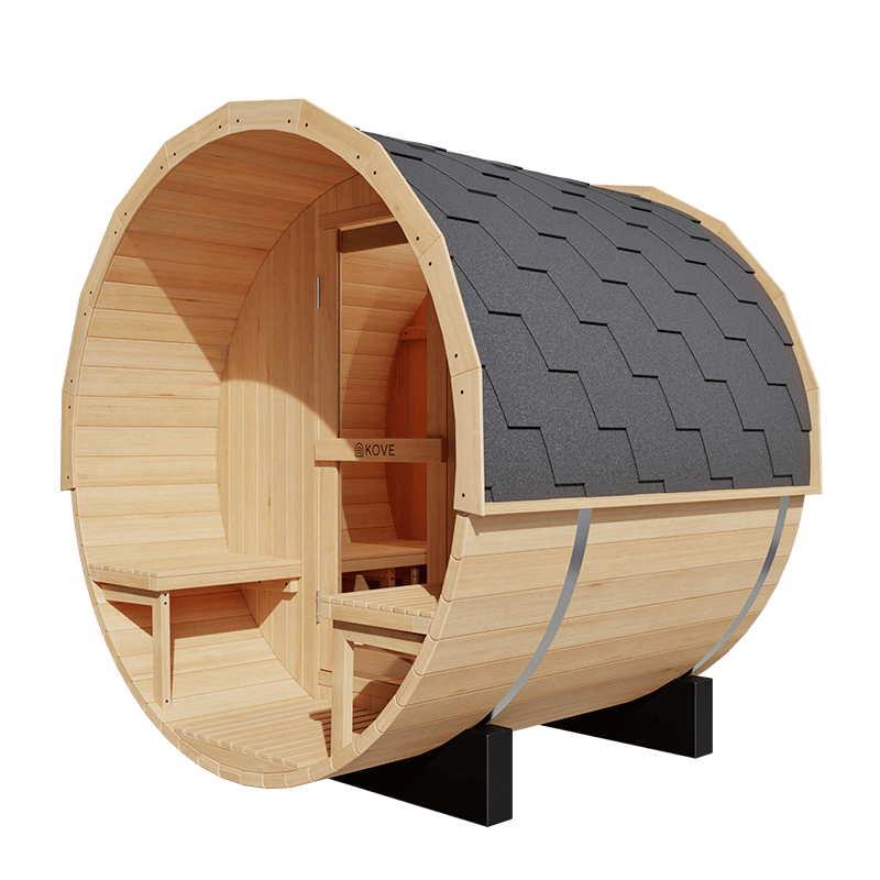 KOVE Outdoor Barrel Sauna – 1–2 Person Garden Sauna with 4.5kW Electric Heater