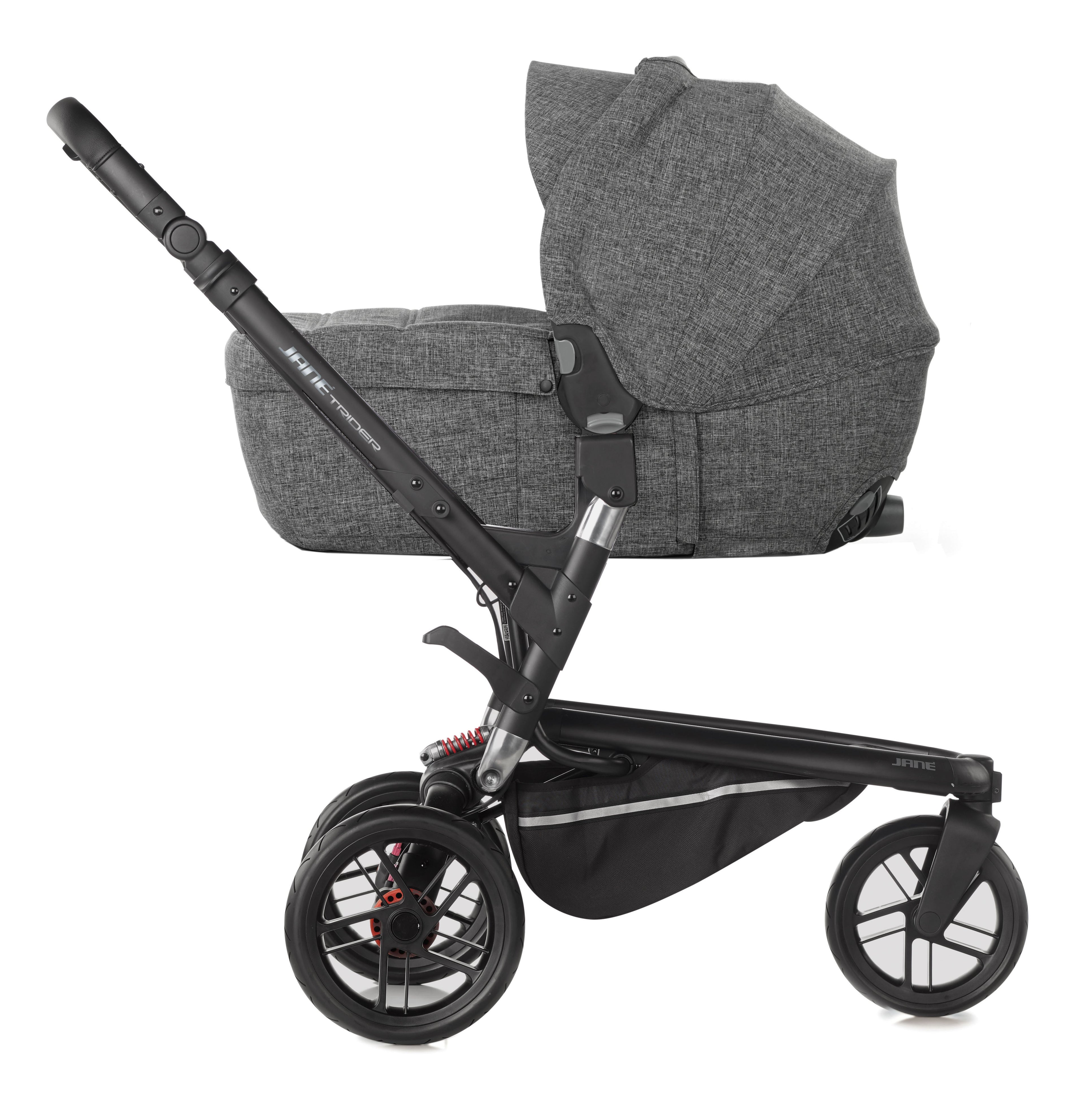 Jané Trider Travel System Bundle with Transporter Plus & Koos R1 i-Size Car Seat, Black