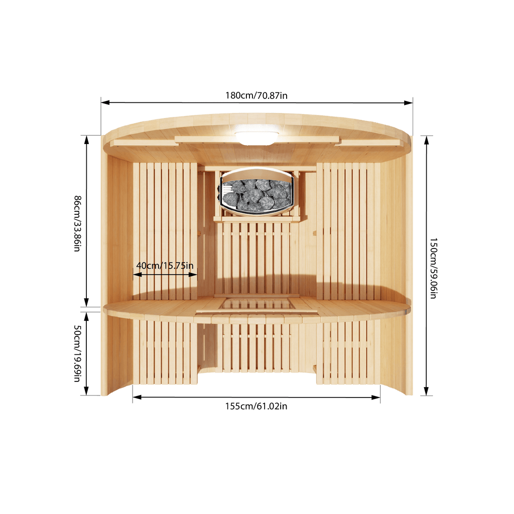 KOVE Outdoor Barrel Sauna – 1–2 Person Garden Sauna with 4.5kW Electric Heater