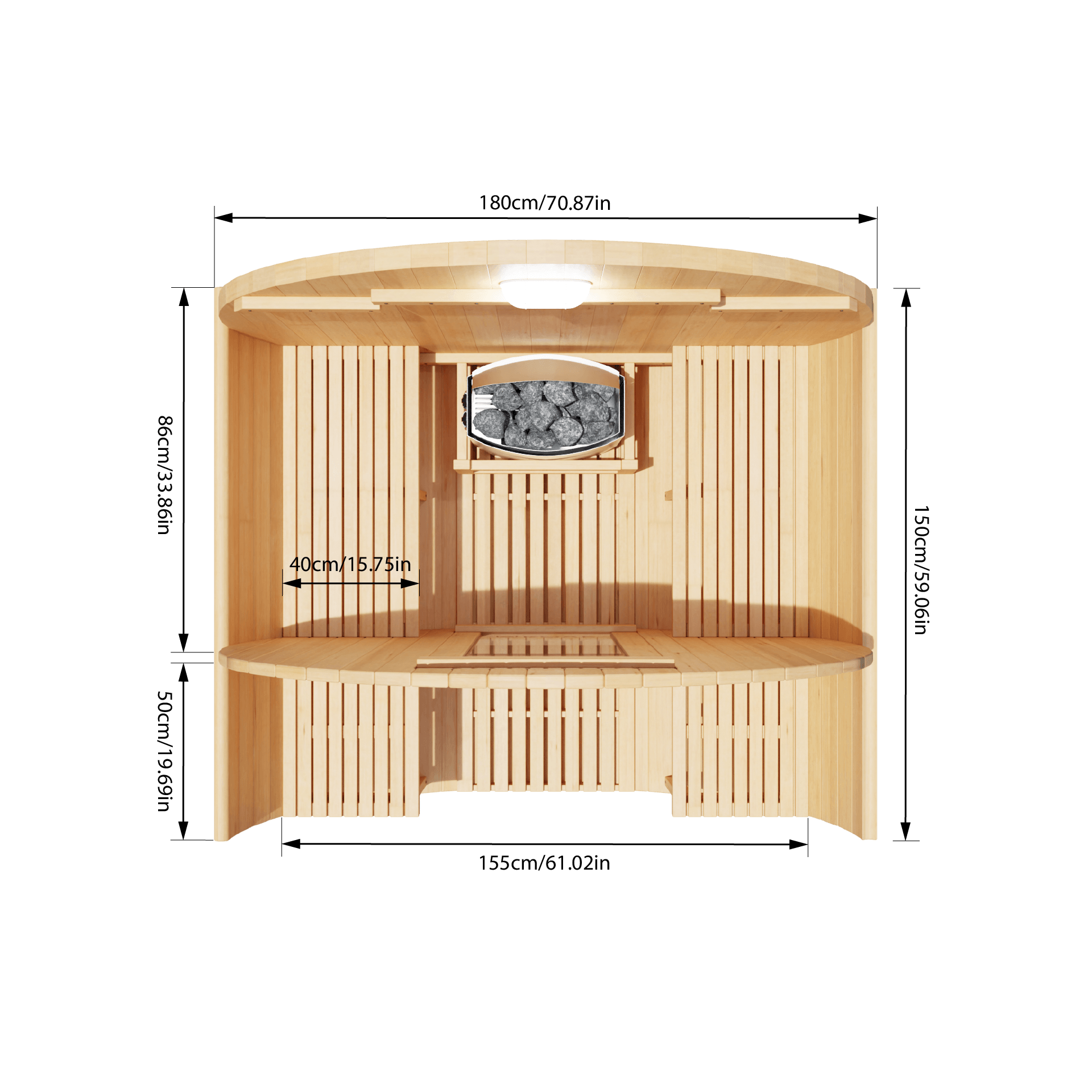 KOVE Outdoor Barrel Sauna – 1–2 Person Garden Sauna with 4.5kW Electric Heater