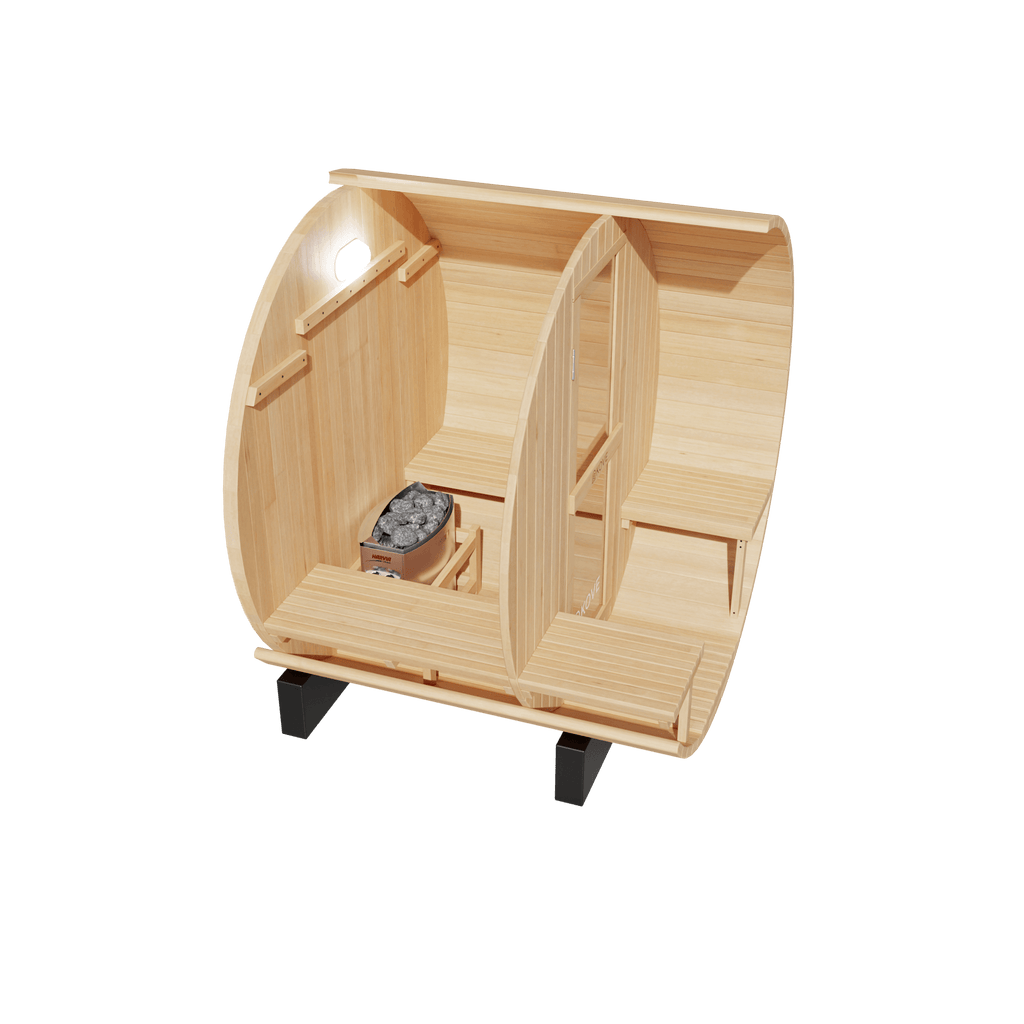 KOVE Outdoor Barrel Sauna – 1–2 Person Garden Sauna with 4.5kW Electric Heater