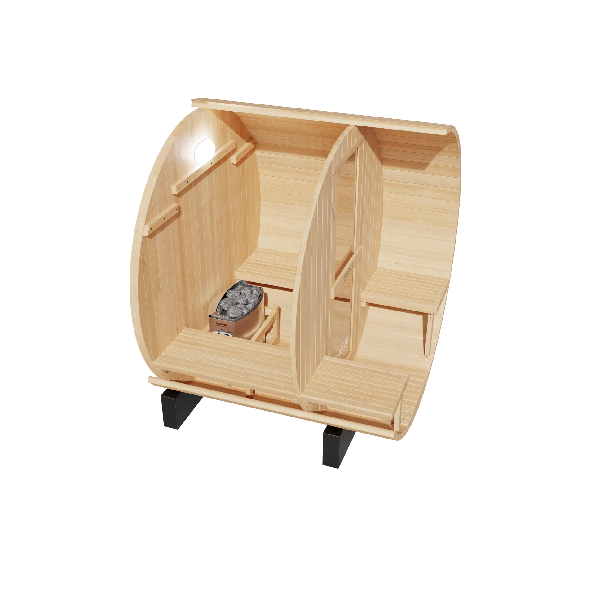 KOVE Outdoor Barrel Sauna – 1–2 Person Garden Sauna with 4.5kW Electric Heater