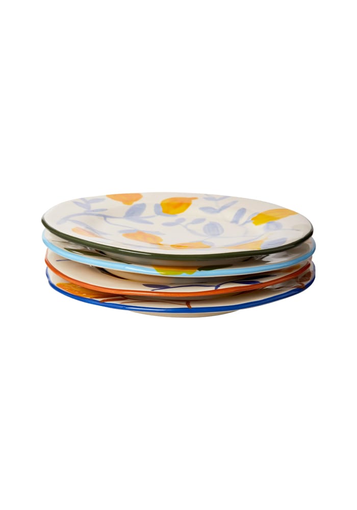 Buds in May — Hand-Painted Lunch Plates Inspired by Matisse Set of 4