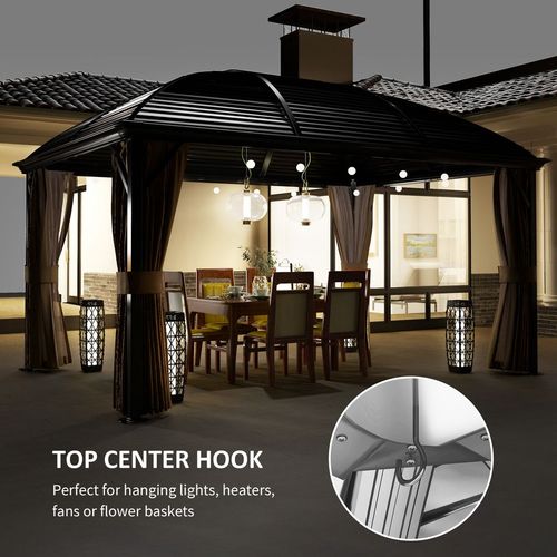 Outsunny 3 x 4m Hardtop Gazebo Aluminium Garden Pavilion Brown
